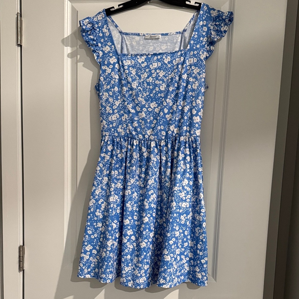Elegant Blue Floral Women's Casual Dress